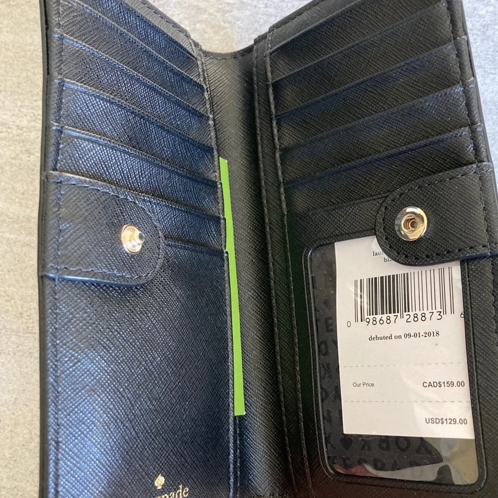 NWT KATE SPADE STACY LAUREL WAY BLACK JEWELED WALLET